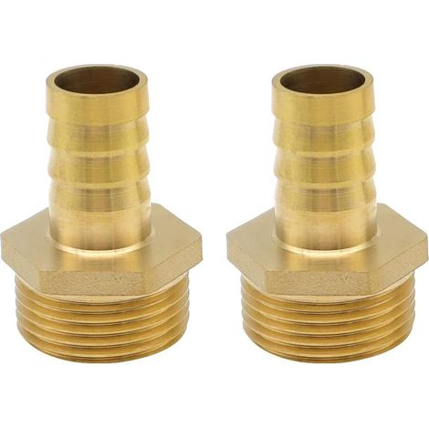 2 Pcs Raccord Tuyau Barbelé en Laiton Accessoires de Barbe de Tuyau en Laiton 19mm Filetage Mâle 1 Pouce pour Les Conduites d'eau, de Carburant et d'air (1/5)