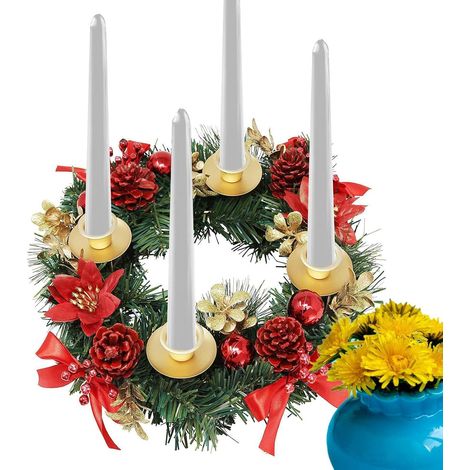 Anneaux de Bougies de Noël, couronnes d'anneaux de Bougies Bougeoir de Couronne de Noël Anneaux de de noël créatifs, Couronne pour Porte-Bougies de Table à Manger (1/5)