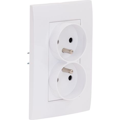 Double prise Verticale + plaque de finition Kalya - Blanc - Zenitech (1/4)