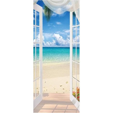 Papier peint autocollant pour porte - PVC - Support repositionnable - Repositionnable - Idéal pour la chambre, le salon et le couloir - 200 x 77 cm (1/5)