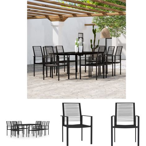 Gartenmöbel Schwarz - vidaXL 9-tlg. Garten-Essgruppe Schwarz - Gartenesszimmer (1/5)
