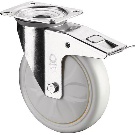 Roulette D.150mm Capacité.650kg avec frein 135x110mm blanc BS ROLLEN