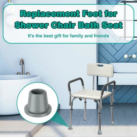 Pieds rechange chaise douche - 4 pièces, 25mm, caoutchouc gris, ventouse, insert métal - Convient pour siège bain, tabou Étiquette (1/5)