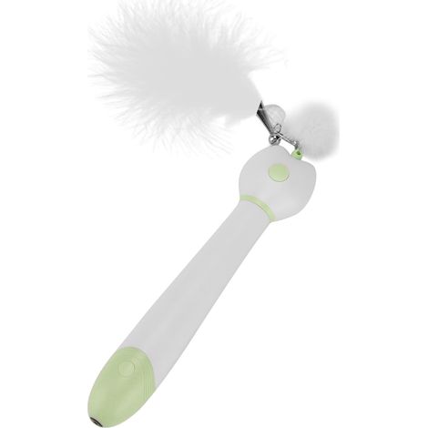 Pointeur laser multifonctionnel en forme de chat rigolo, puzzle en forme de canne à pêche, lumière LED rouge, plume, jouet d'intérieur chat rigolo vert (1/5)