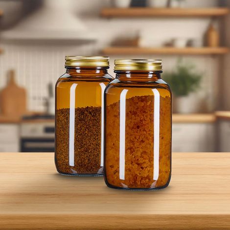 Bocaux en verre ambre 400 ml a large ouverture fermeture hermetique