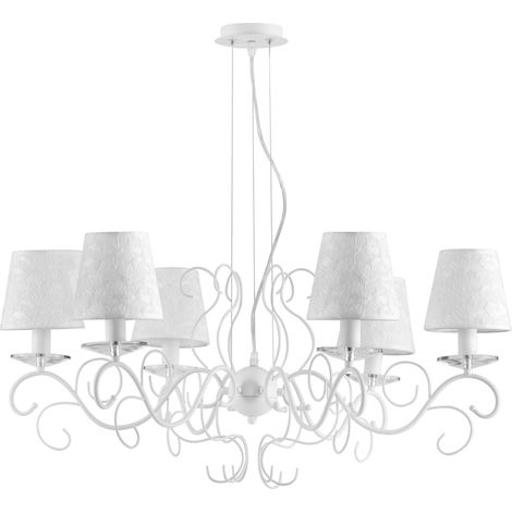 "Lampadario PERLA in metallo bianco e cristallo con sei punti luce" (1/2)