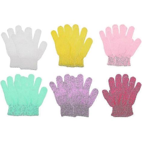 Lot de 12 gants de douche exfoliants double face pour le nettoyage du corps et le bain (1/5)
