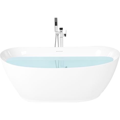 Bañera independiente ovalada 1700 x 800 mm de acrílico con borde fino moderna blanco Yacuces (1/5)