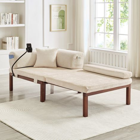 divano seduta letto singolo estraibile velluto beige HAVRYA