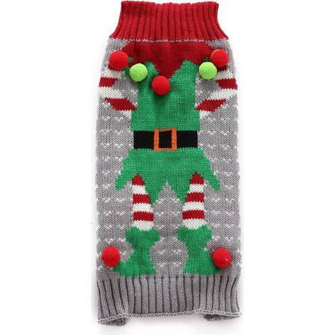 Costume de Noël pour chien, vêtements d'hiver pour animaux de compagnie, pour chiens moyens et grands, gris, taille S, KLB (1/5)
