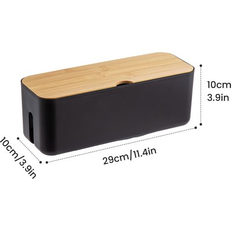 Cable Tidy Box 29x10x10cm Management Box Cord Organizer with Ventilated Lid, Hides Messy Wires for Desk Home Office Extension Cord Hider (White, Single Hole 3PCS) (1/4)