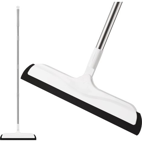 Grattoir de sol avec manche télescopique (126 cm), balai mousse pour le nettoyage à l'eau, brosse pour douche, salle de bain, cuisine, poils d'animaux