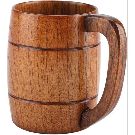 Wooden Beer Cup Eco Friendly Durable Handle Versatile Use Bar Restaurant Party Natural Smooth (1/5)