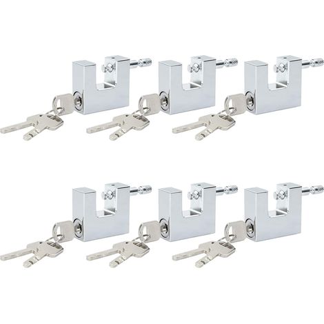 6-teiliges Vorhängeschloss-Set aus silberfarbenem Stahl, modernes Vorhängeschloss, wasserabweisend, robust, sicher, zuverlässige Kette für den Innen- und Außenbereich (1/5)