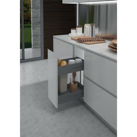 Ferrure pour meuble bas 7105K Ikona - paniers pain-bouteilles - largeur caisson 300 mm - anthracite - INOXA