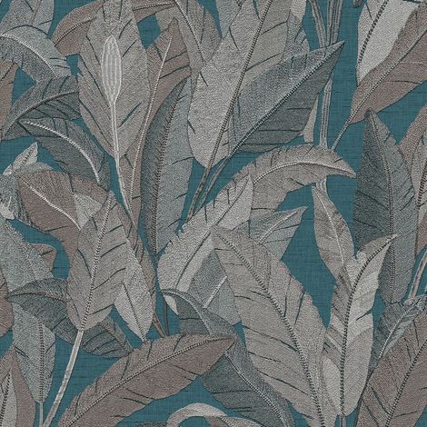 Exklusive Luxus Tapete Profhome RE521056-DI heißgeprägte Vliestapete mit floralen Ornamenten schimmernd blau petrol silber-grau 5,33 m2