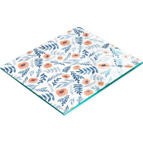Tabla de cocina de vidrio templado duradera y elegante con estampado de rosas, 60x52 cm. (1/5)