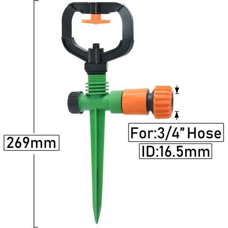 Arroseur de jardin à 360 degrés (E) avec buse de diffusion à filetage mâle 1/2" et rotation automatique (1/5)