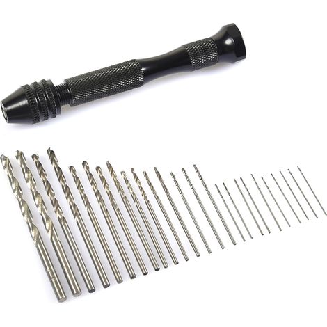 25-teiliges Handbohrer-Set, Präzisions-Spindelschraubstock, Hand-Spiralbohrer und fester Schraubstock mit Klemme (1/4)