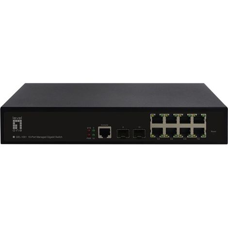 LevelOne GEL-1061 Conmutador Gigabit Gestionado L2 de 10 puertos, 8 x Gigabit RJ45, 2 x Gigabit SFP (1/4)