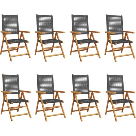 Maison Exclusive - Gartenstuhl Verstellbar 8 Stk. Schwarz Poly Ra