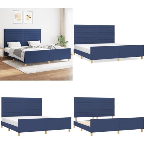 Giroletto senza Materasso Blu 160x200 cm in Tessuto - Letto con testiera - Testiera per letto