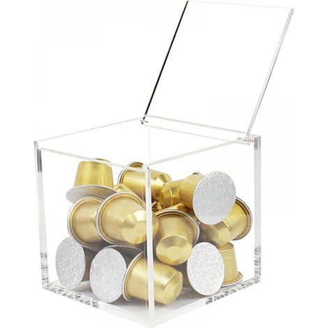 Boîte à recettes en acrylique Lucite avec couvercle et fiches recettes 5 x 3 (1/5)