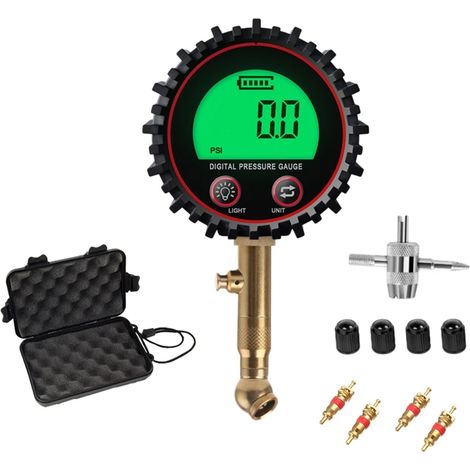 Manomètre numérique amélioré pour pneus, embout de gonflage et accessoires pour compresseur, écran LCD, puissant projecteur LED, 255 PSI