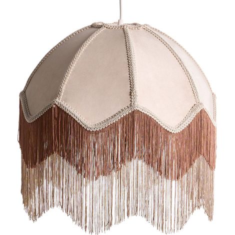 Lampada a sospensione con frange Tessuto beige Milagro