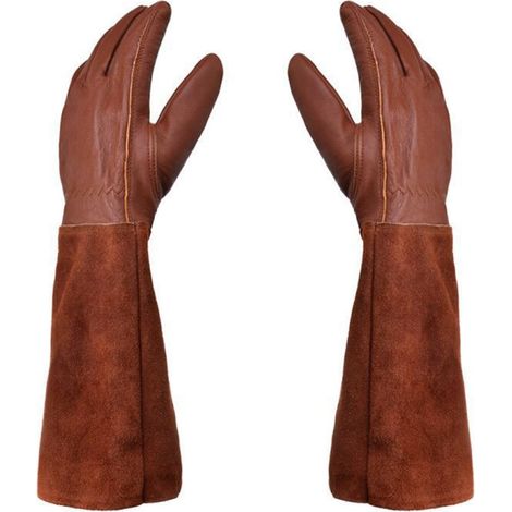 Gants RONCIER - Paire de Gants de Jardinage - Protection Cuir - Gants de Jardinage pour les Épines et Ronces et Gants de Travail--Marron--M
