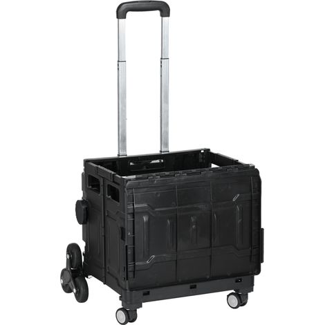 Chariot monte-escaliers pliable poignée télescopique 65 kg noir