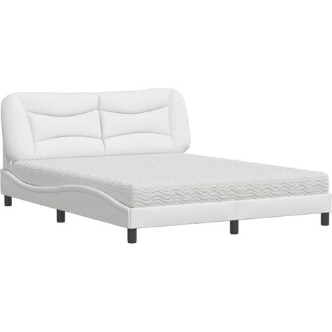Lit double  Lit adulte  Lit avec matelas Hvar blanc 160x200 cm similicuir