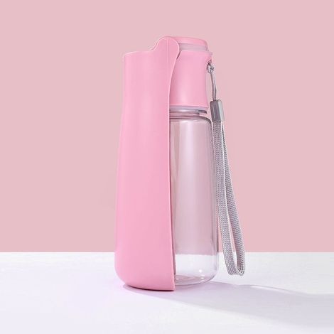 Gourde pour Chien 550 ML, Portable Bouteille d'eau pour Chien Anti-Fuite, sans BPA, Chien Chat Animaux Voyage Gourde Chien, Rose (1/5)