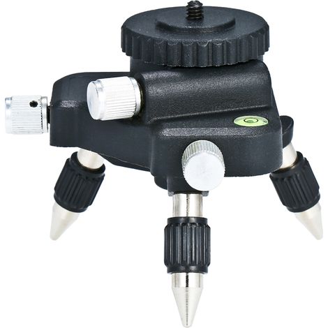 Support de niveau à 3 pieds réglables avec bulle niveau, rotule 360°, filetage mâle 0,25 pouce et monture 0,625 pouce, support de repérage calibrage horizontal vertical noir métal 12x11x10 cm