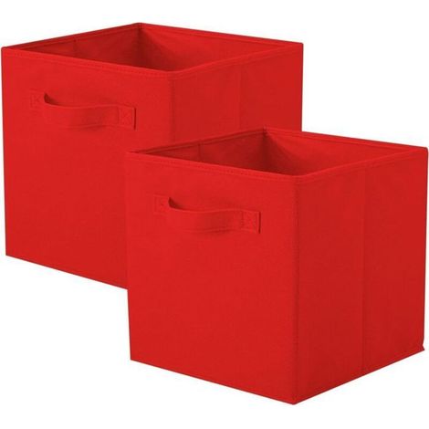 Boîtes de rangement pour placards et jouets, boîtes de rangement pliables en tissu et tiroirs de rangement en tissu, lot de 2 (Rou (1/4)