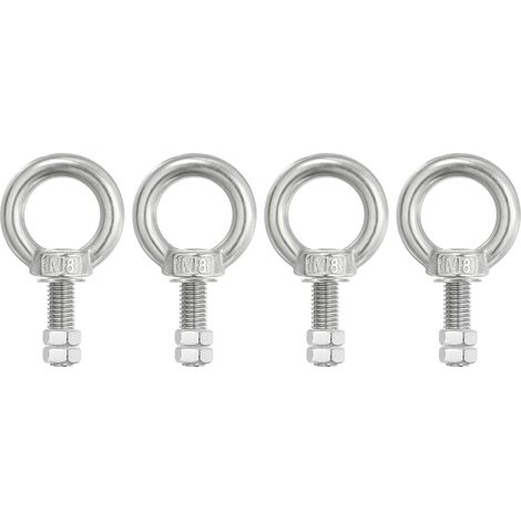 Boulons d'Œil d'Épaule de Levage 4 Pcs M8x35 Acier Inoxydable 304 Anneau d'Épaulement de Boulon à Œil à Vis Filetée avec Écrous Doubles Fixés pour Levage Suspendu (1/5)