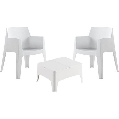 Set Costa - Elegante Conjunto Blanco con 2 Sillas y Mesa Auxiliar con Cajón de Almacenamiento (1/5)