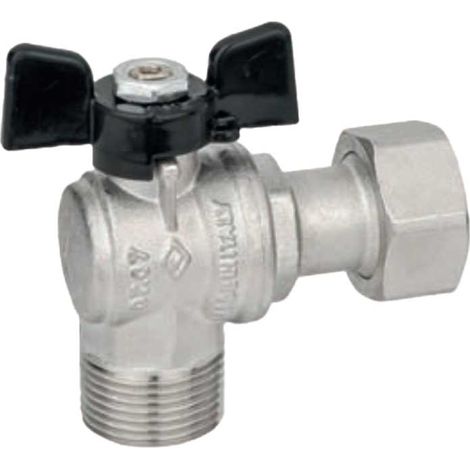 VALVOLA A SQUADRO M/F CON DADO GIREVOLE E FARFALLA IN ALLUMINIO BUGATTI 1/2""x3/4"" DN15