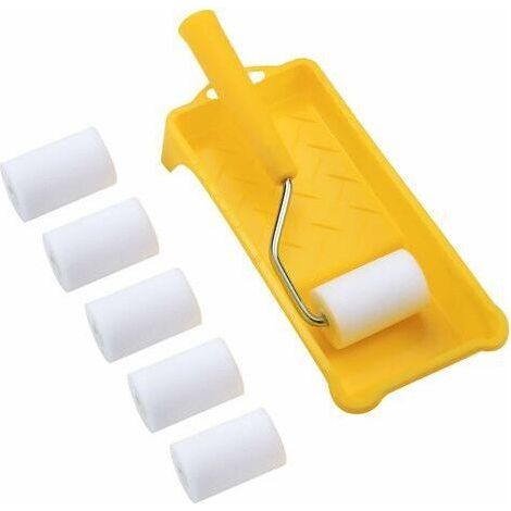 Rouleau peinture mousse 2 pouces – Kit avec 6 recharges haute densité – Plateau et poignée – Pour surfaces lisses et zones difficiles d\'accès (1/5)