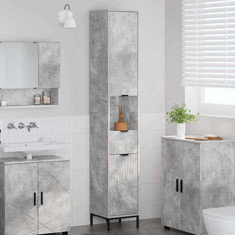 Badezimmerschrank mit Schubladen Beton Grau 31,5 x 33 x 190 cm
