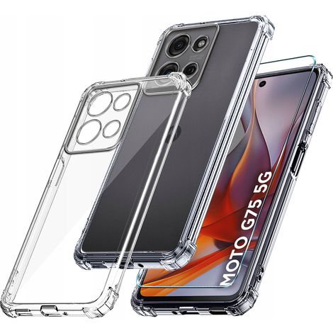 Schutzhülle für Motorola Moto G75 5G: Stoßfeste, transparente Hülle + 9H Schutzglas (1/5)