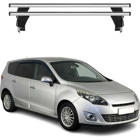 OMAC Barres de toit transversales en aluminium pour Renault Grand Scenic III 2009-2013 Pre-FL – Antivol – Rainure en T – Testées City Crash – Charge Max 50 kg Argent (1/4)