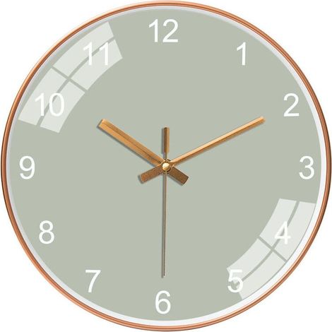(light green)Silent wall clock 12 inch bedroom living room scale-free round clock simple fashion creative wall clock wall decoration (1/4)