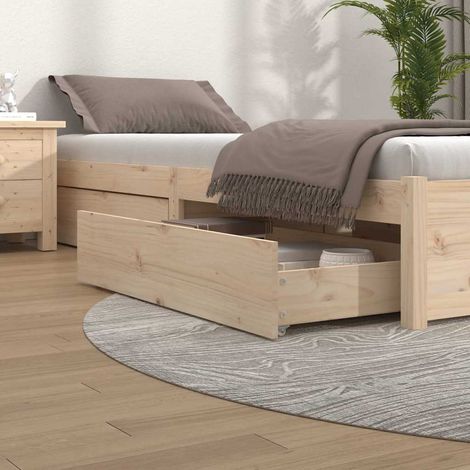 Tiroirs sous lit 4 pièces en pin massif non traité 90 x 57 x 18 cm - PANGIVO (1/5)