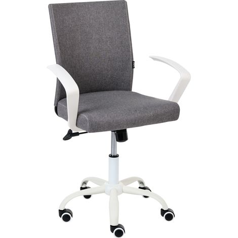 Sedia da ufficio girevole con altezza e schienale regolabili, rivestita in tessuto grigio scuro Modra