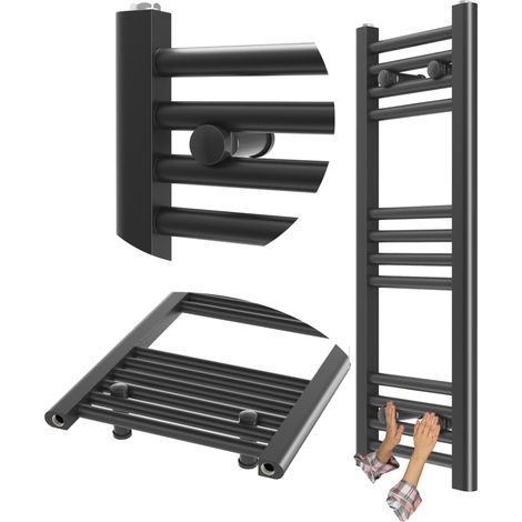 Radiateur sèche-serviettes salle de bain Breno Granitan noir 30x80 cm 224W (1/5)