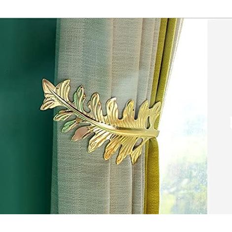 2 Stück rustikale Vorhanghalter, Vintage-Blatt-Design, große Vorhang-Raffhalterhaken, Retro-dekorative Vorhanghalter, Gold