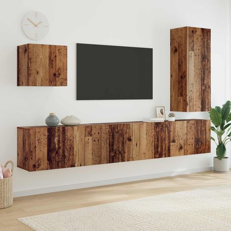 vidaXL Unità TV da Parete 5 pcs Legno vecchio Legno multistrato