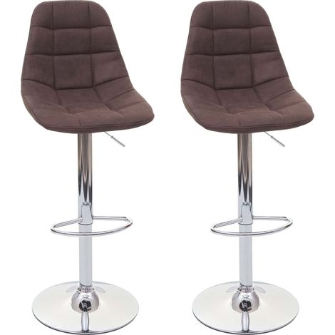 2er-Set Barhocker HHG-356, Barstuhl Tresenhocker, MVG-zertifiziert vintage dunkelbraun, Textil