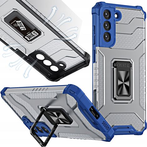 Crystal Ring Case – Gepanzerte Hybrid-Schutzhülle mit Magnethalterung für Samsung Galaxy S22+ (S22 Plus) – Blau (1/5)